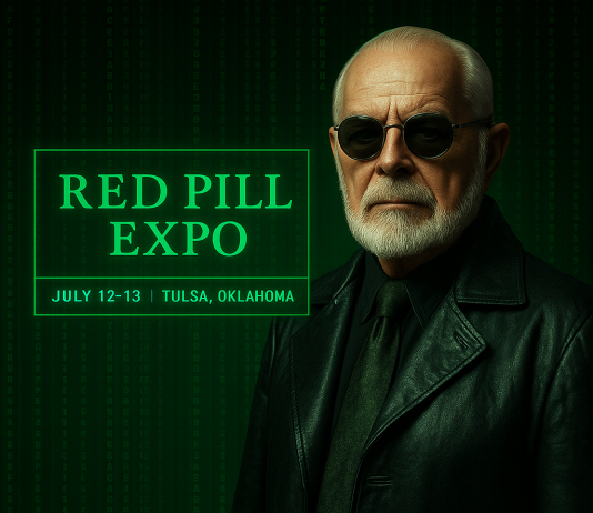 Red Pill Expo 2025: Is It Free? How to Watch the Livestream and Join the Fight for Liberty G. Edward Griffin portrayed as Morpheus in Matrix-style Red Pill Expo 2025 promo set in Tulsa, Oklahoma